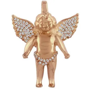 10K Solid Gold Diamond Angel Pendant 0.80 Cwt.