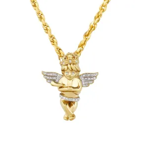 10k Yellow Gold Diamond Angel Pendant 0.29 Ctw