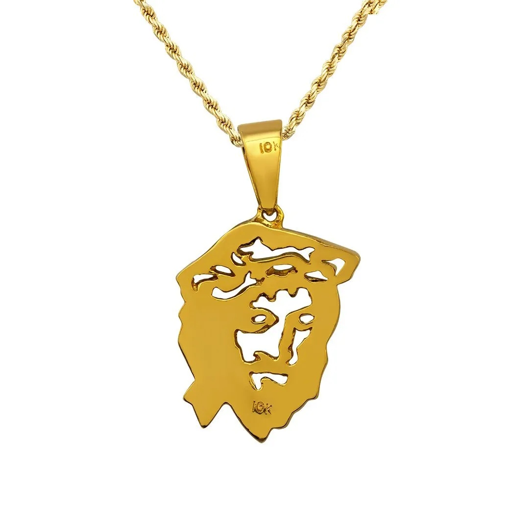 10k Yellow Gold Diamond Jesus Head Pendant 1.06 Ctw