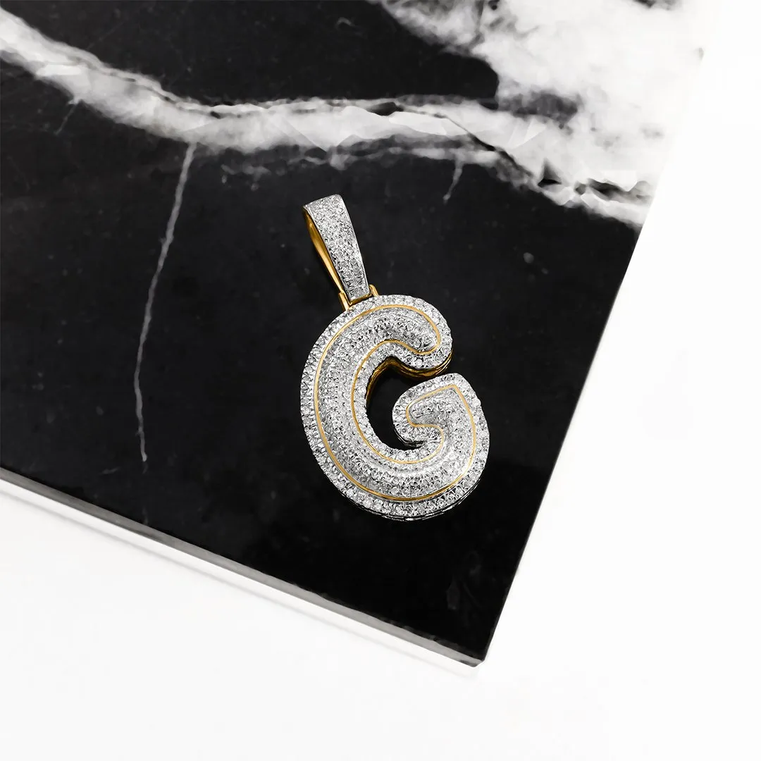 10k Yellow Gold Diamond Letter G Pendant 0.36 Ctw