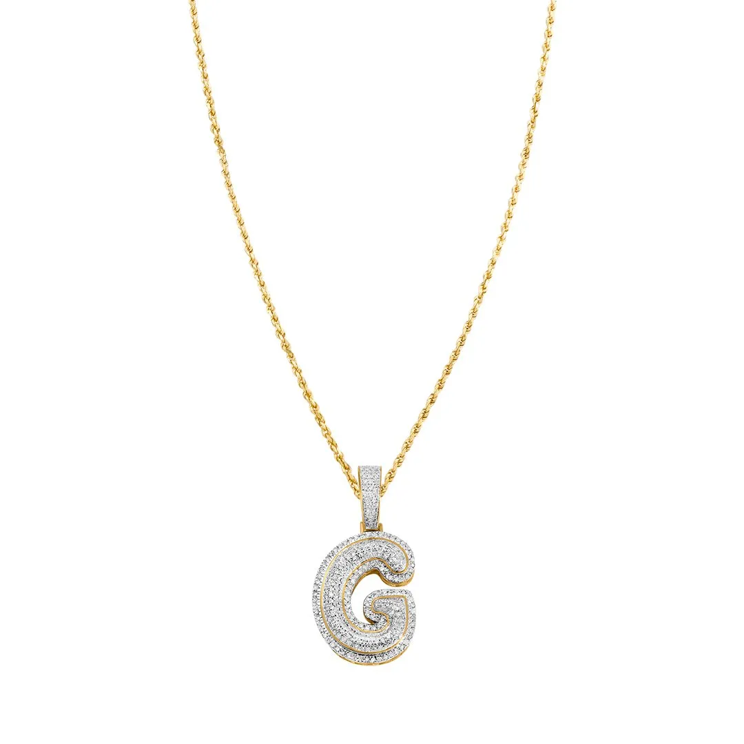 10k Yellow Gold Diamond Letter G Pendant 0.36 Ctw