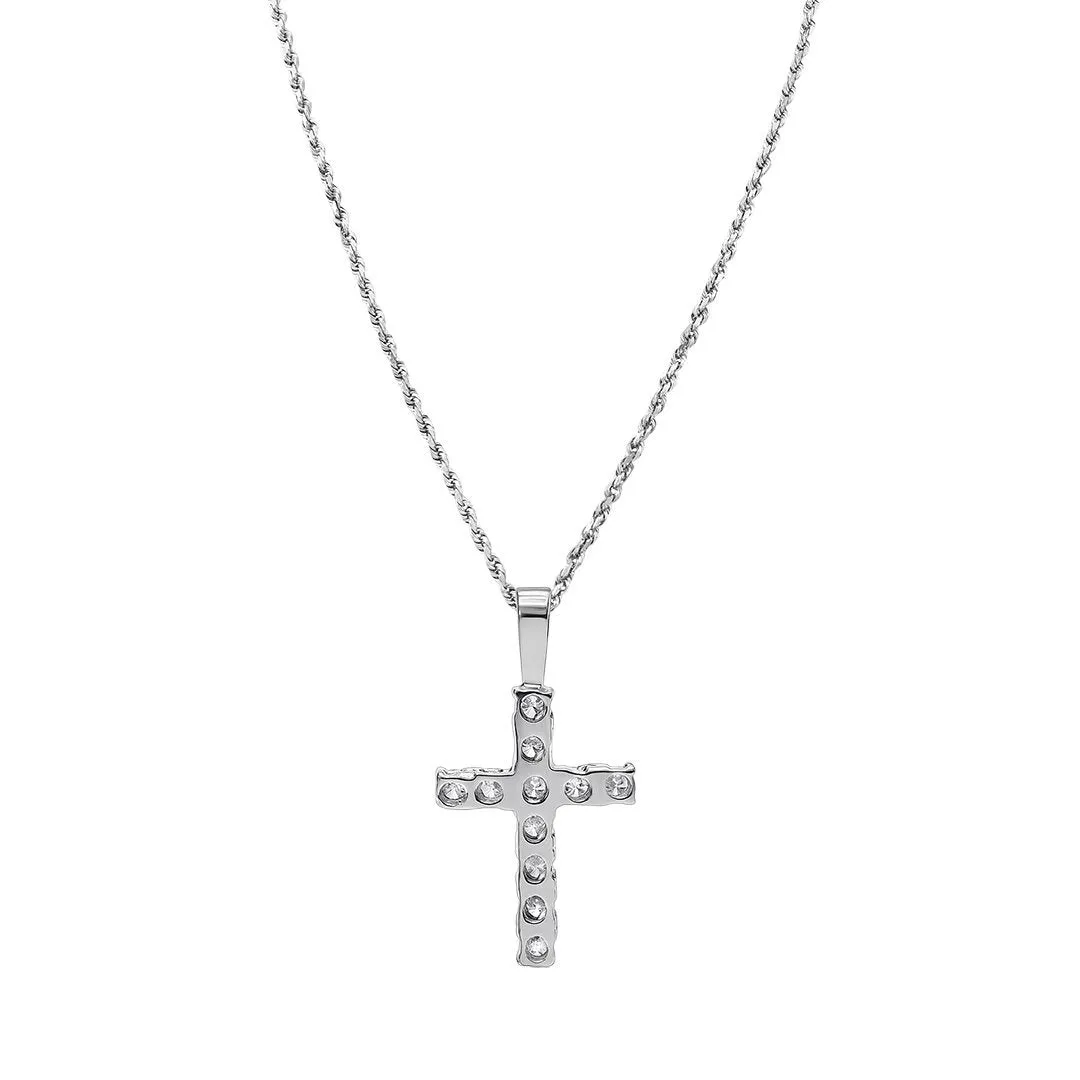 14k Gold Classic Diamond Cross Pendant 1 Cwt.