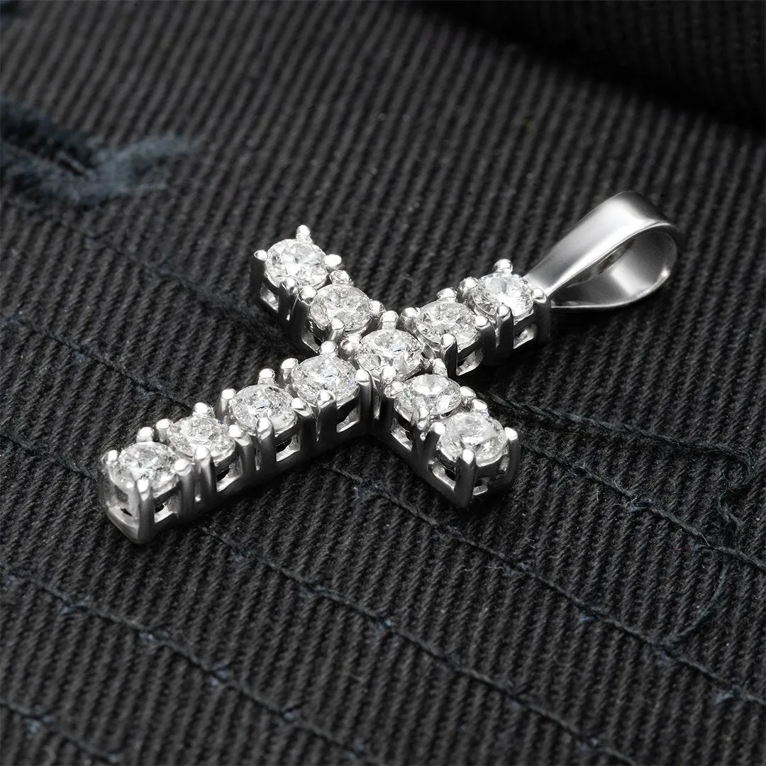 14k Gold Classic Diamond Cross Pendant 1 Cwt.