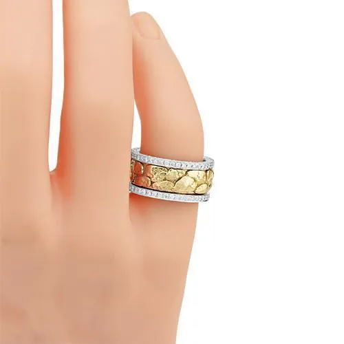 14k Gold Two Tone Nugget Style Diamond Eternity Band 3.50 Ctw