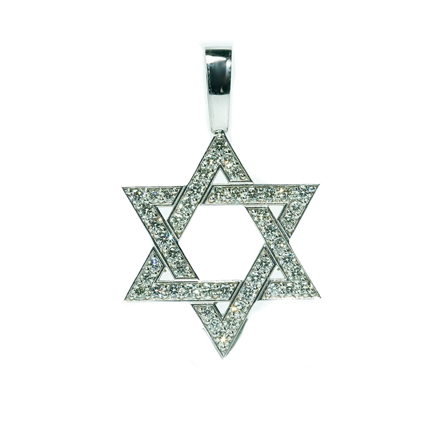 14K Solid Gold Men's Diamond Star of David Pendant 1.3 Cwt.