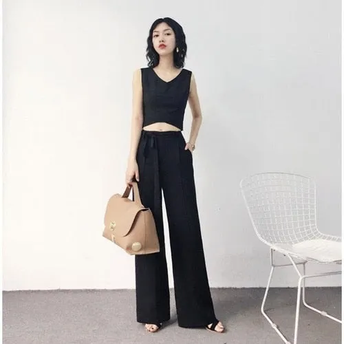 170-175cm Spring Autumn Wide Leg Pants Women Elastic Waist Pants Elegant Office Ladies Khaki Trousers Plus Length Purple Gray