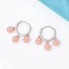 925 Rosegold Bead Balls Hoop Stud