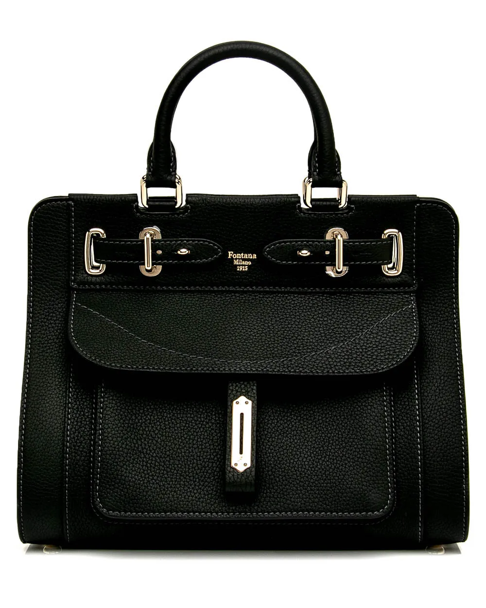 A Lady Bag in Black With Silver Tone