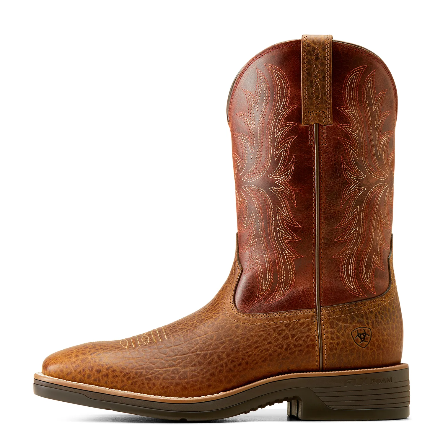 Ariat Men's Ridgeback Boot Tan Bull Emboss/Orange Rust