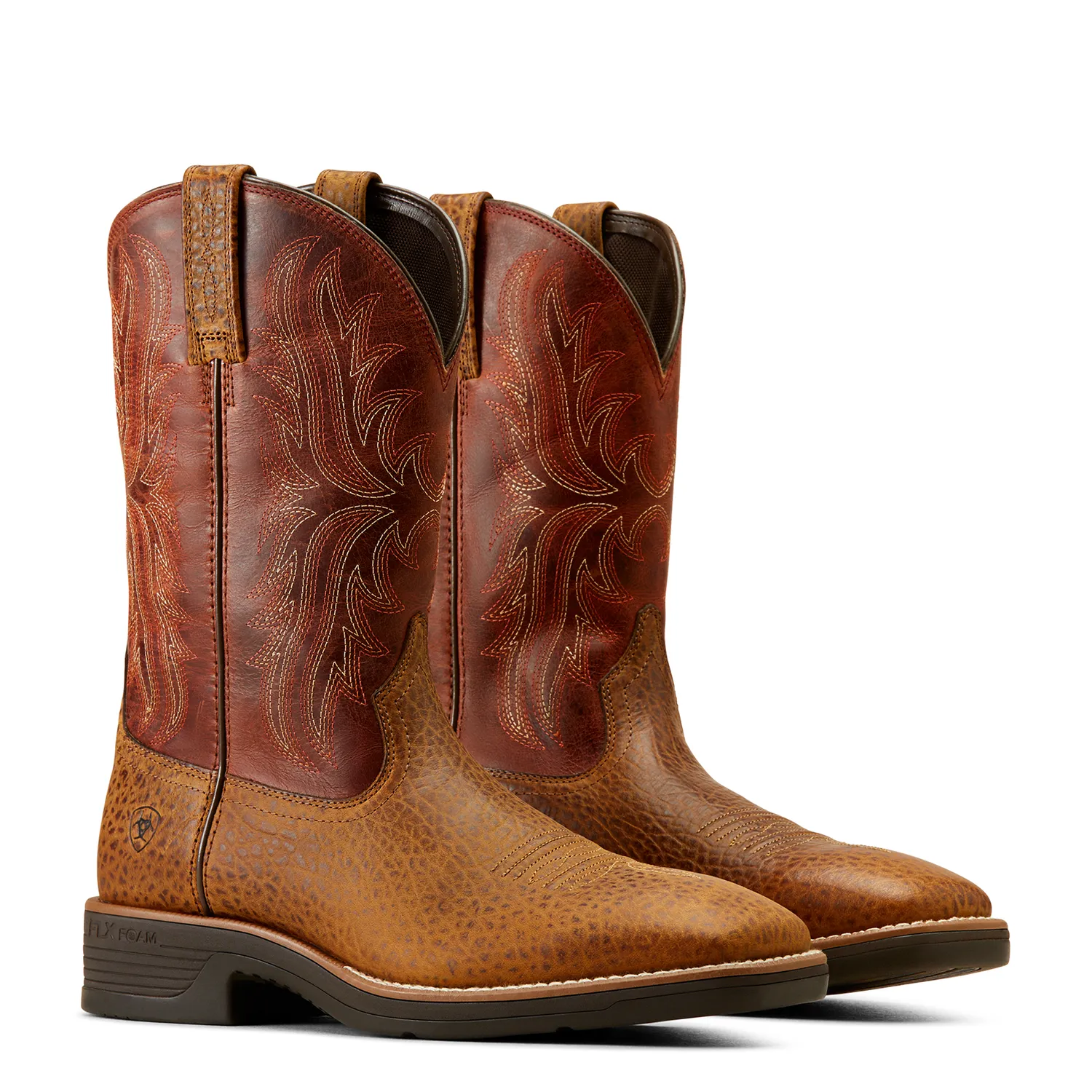 Ariat Men's Ridgeback Boot Tan Bull Emboss/Orange Rust