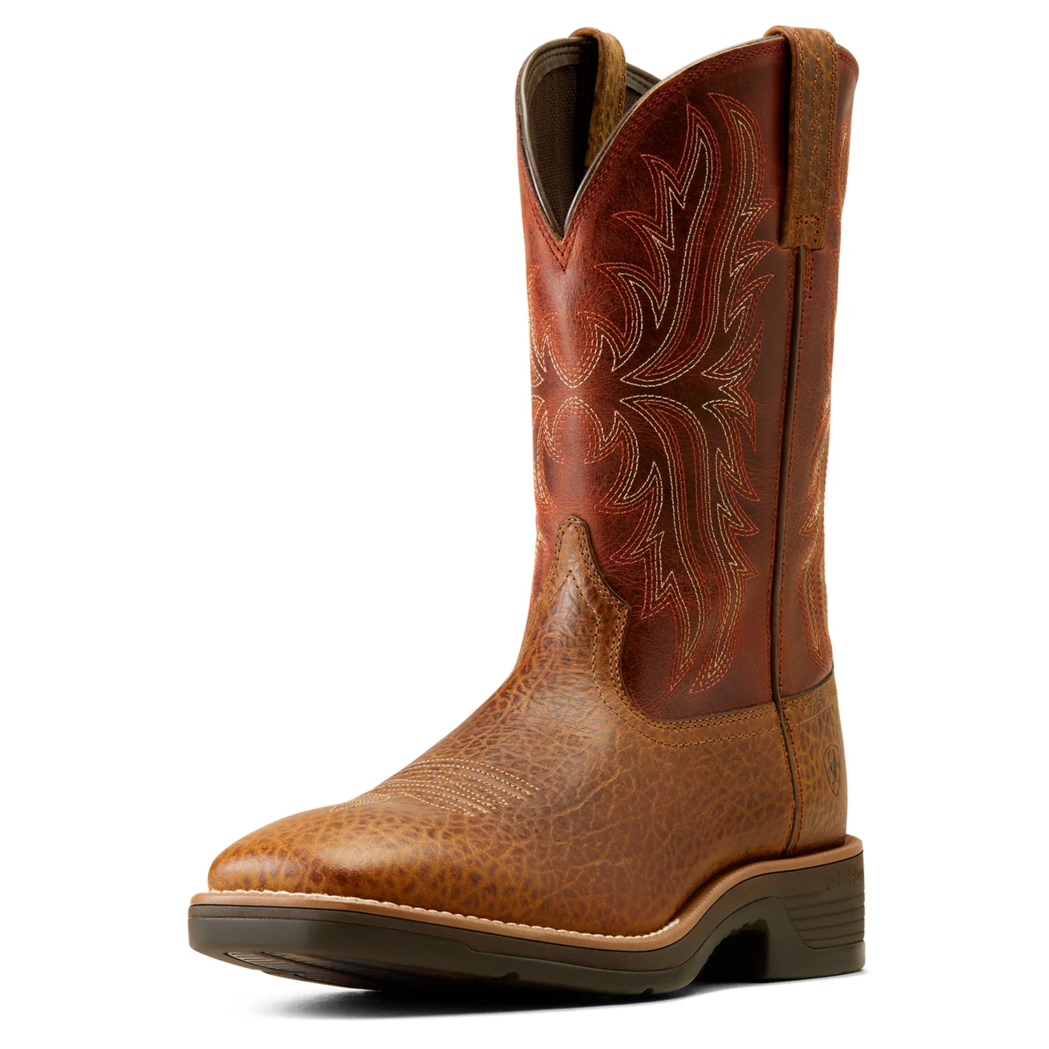 Ariat Men's Ridgeback Boot Tan Bull Emboss/Orange Rust