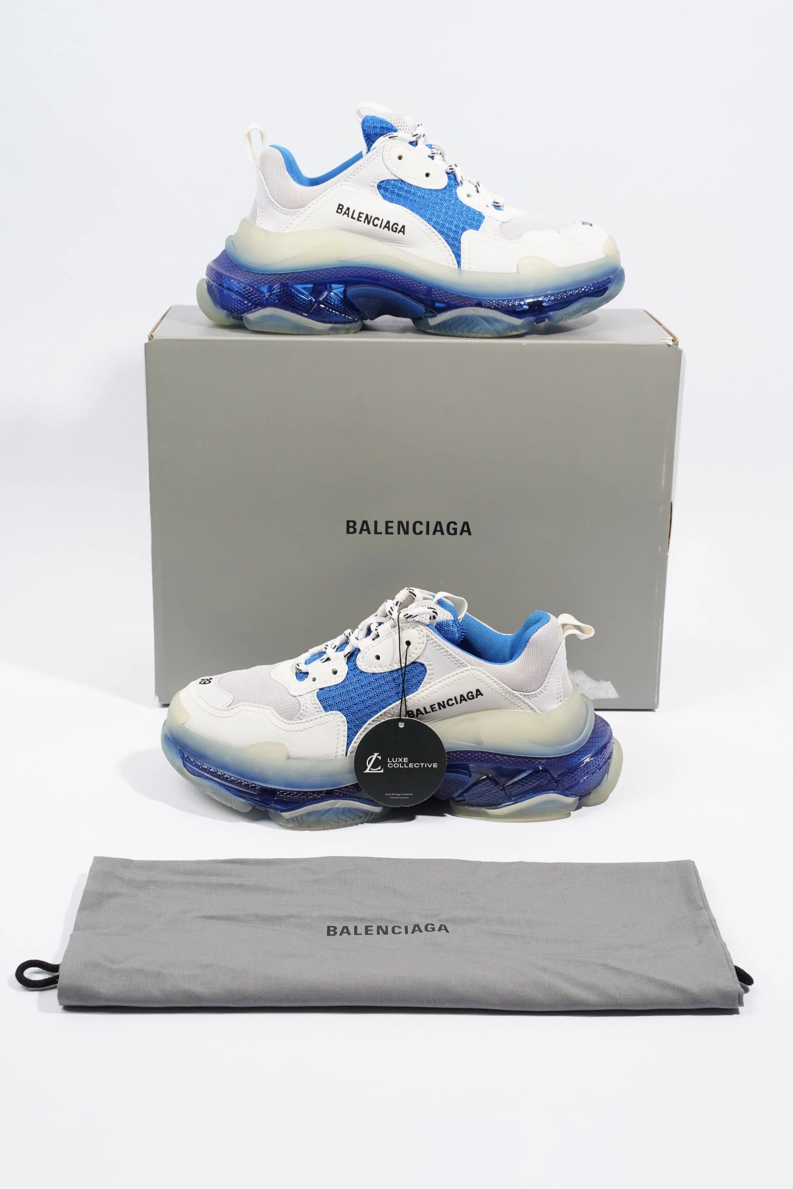 Balenciaga Triple S White / Blue Clear Sole Mesh EU 39 UK 6