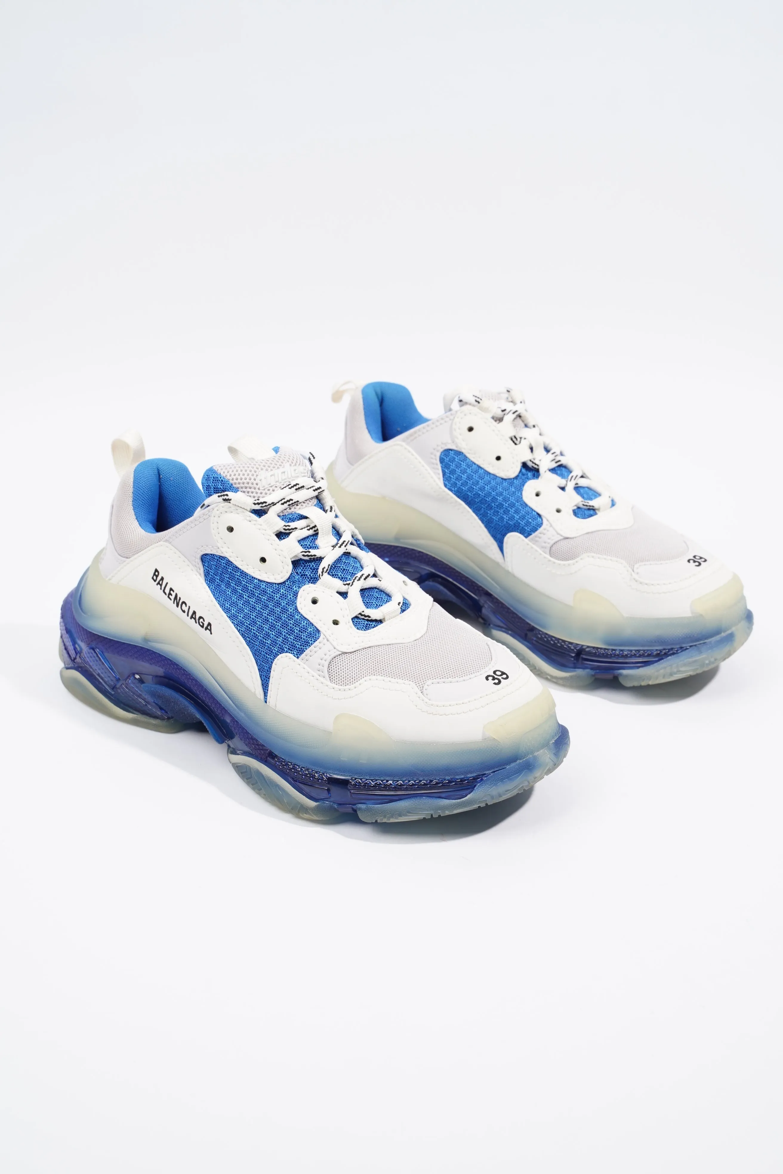 Balenciaga Triple S White / Blue Clear Sole Mesh EU 39 UK 6