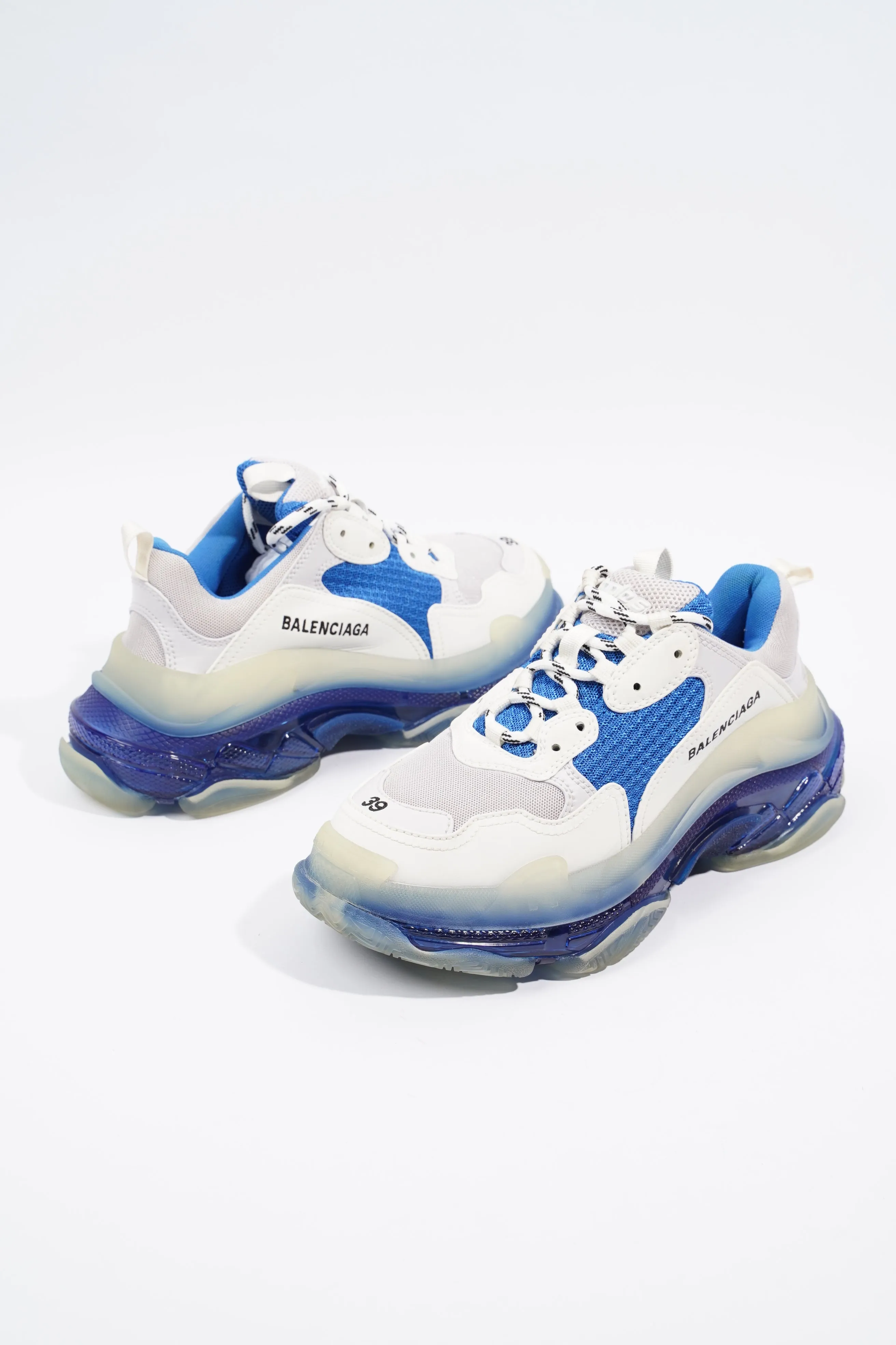 Balenciaga Triple S White / Blue Clear Sole Mesh EU 39 UK 6