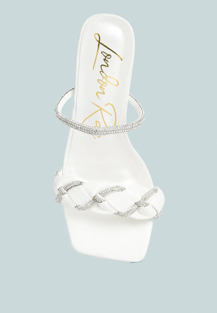 Big Plan Diamante Detail Mid Heel Sandals