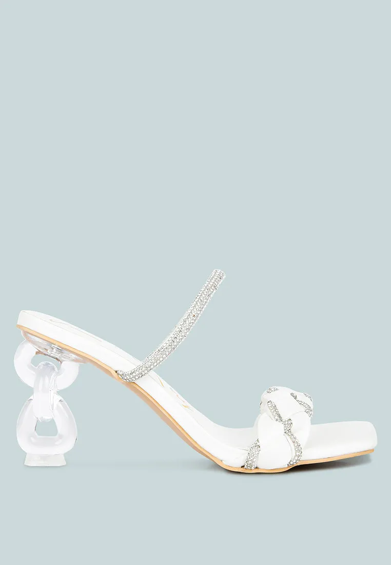 Big Plan Diamante Detail Mid Heel Sandals