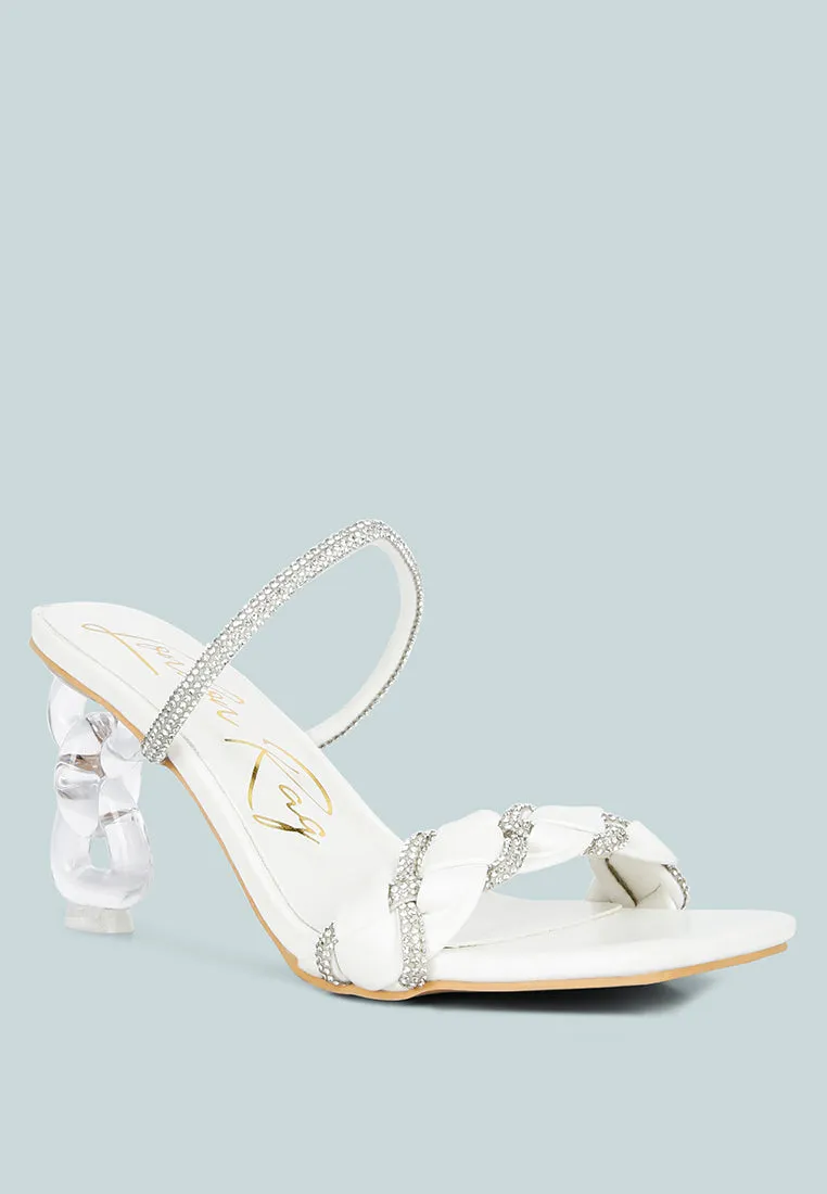 Big Plan Diamante Detail Mid Heel Sandals