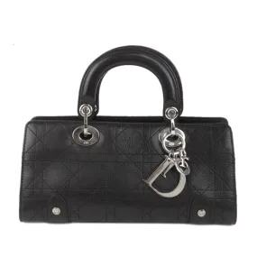 Cannage Lady Dior East West Leather Handbag Black