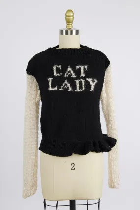 Cat Lady Hand Knit Sweater