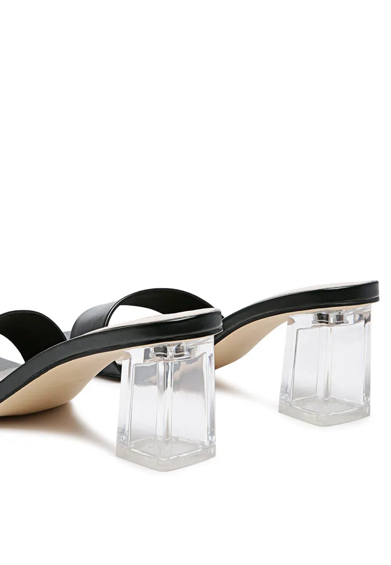 clear block heel sandals