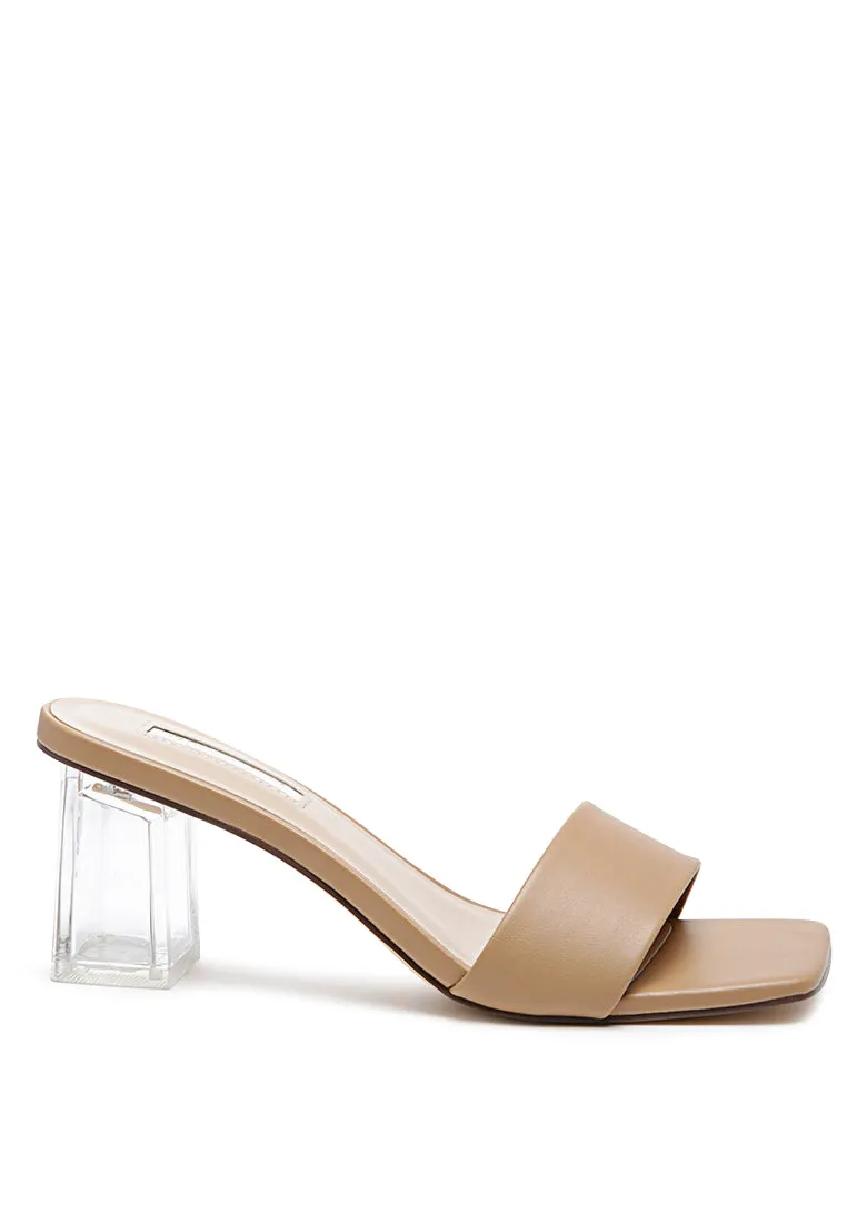 clear block heel sandals