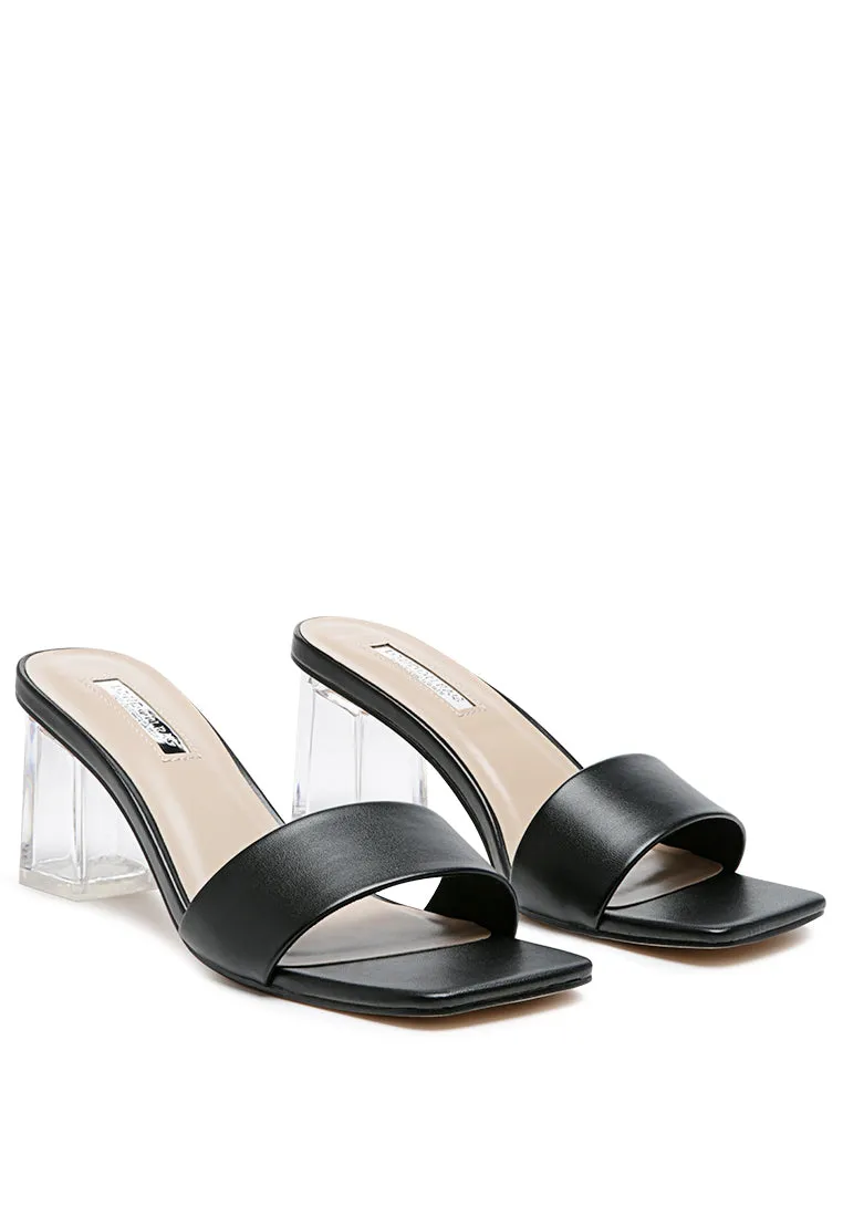 clear block heel sandals