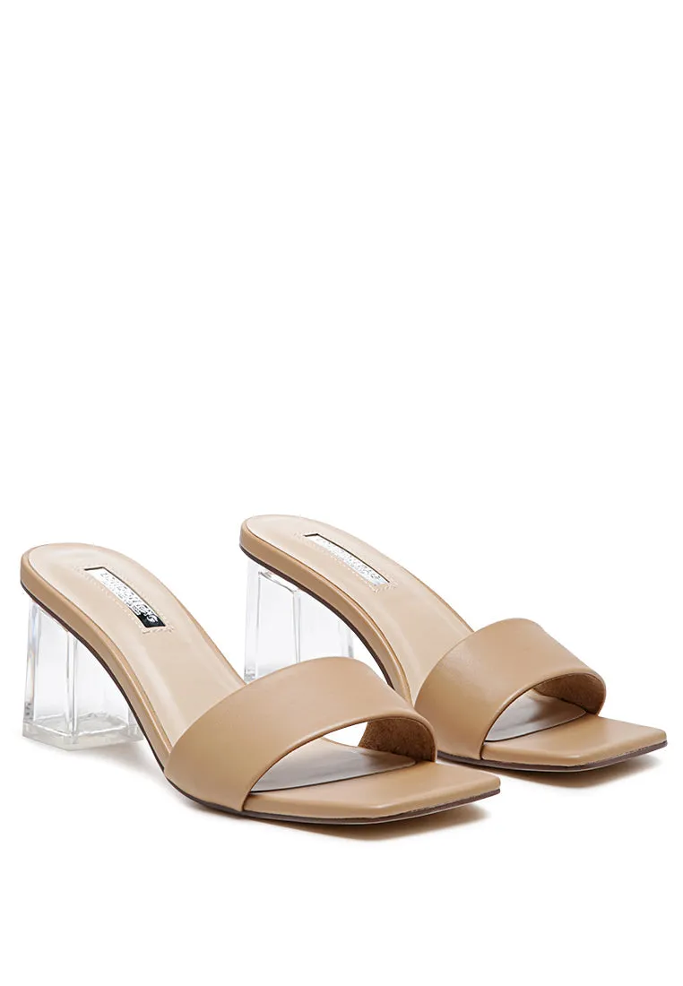 clear block heel sandals