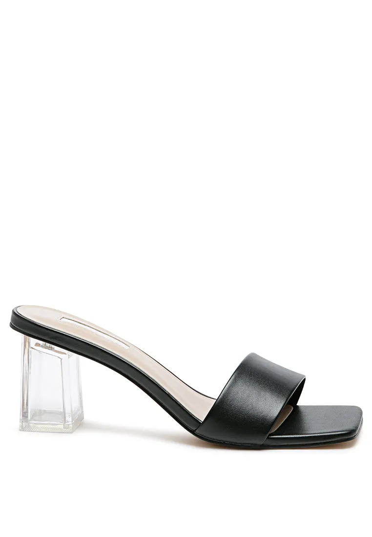 clear block heel sandals