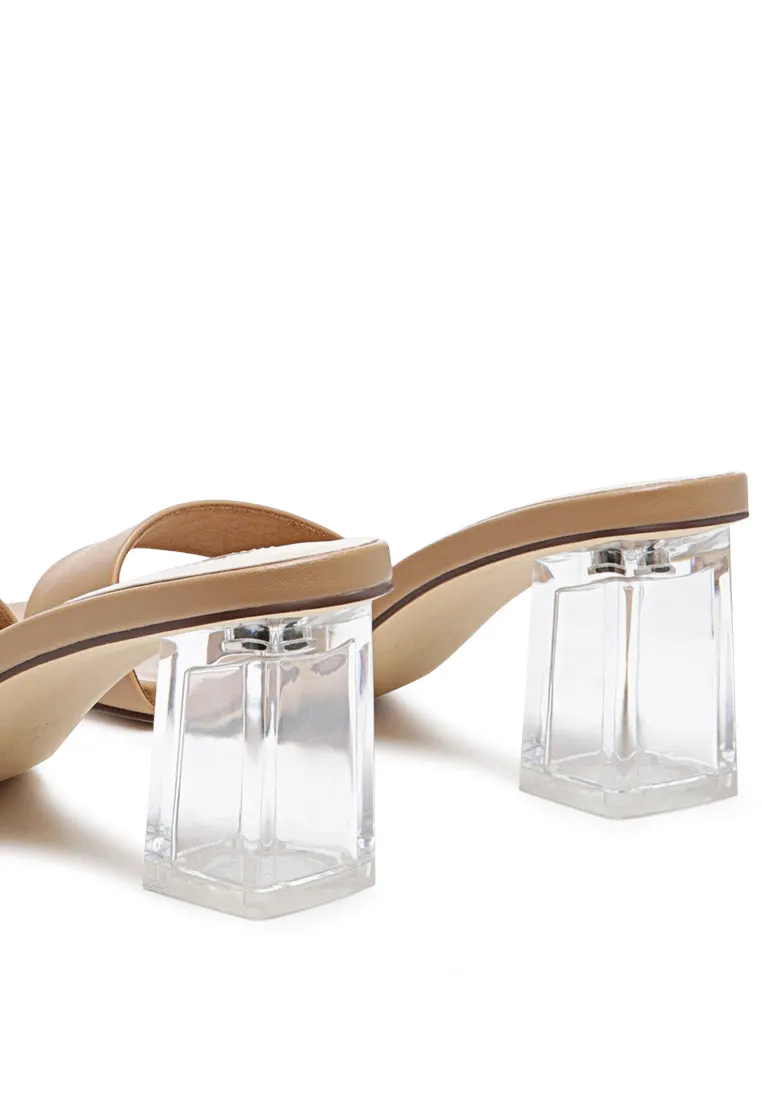 clear block heel sandals