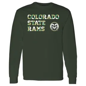 Colorado State University Rams Patchwork Cotton Long Sleeve T Shirt - Forest