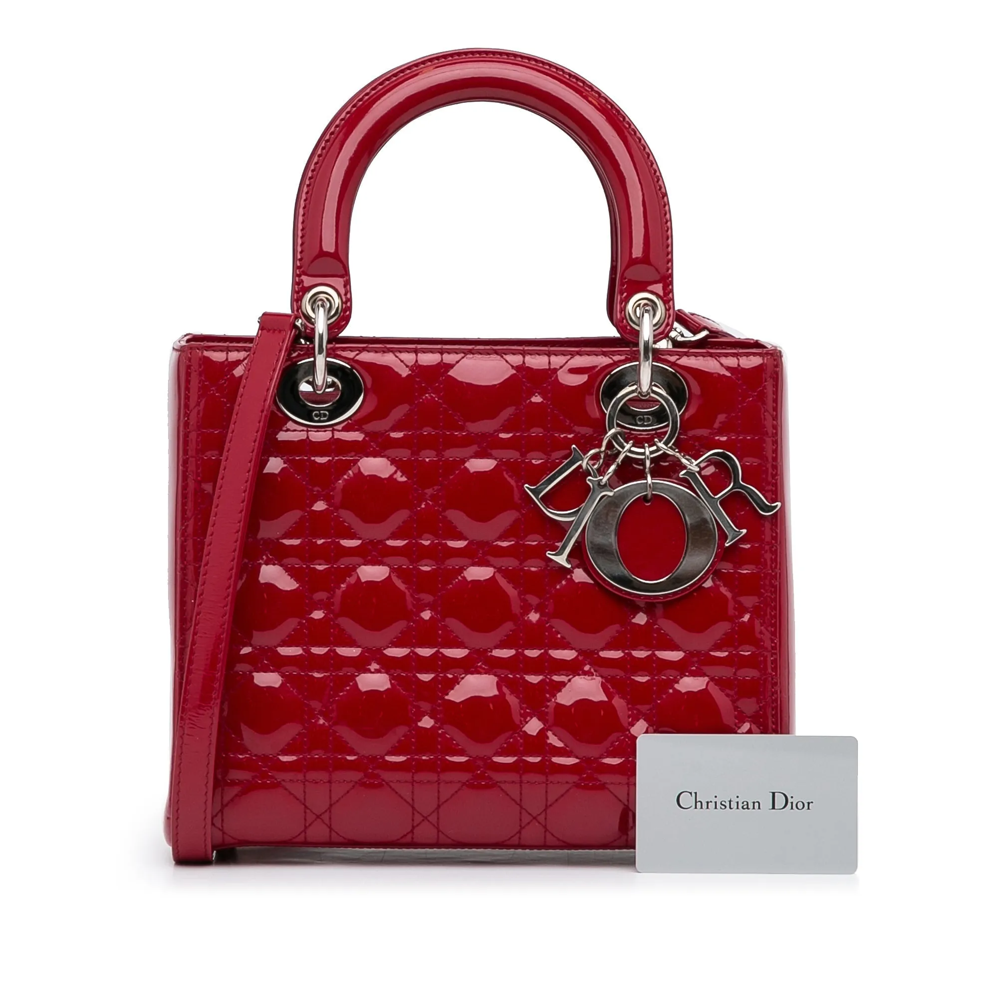 Dior Lady Dior Medium Red Patent Leather