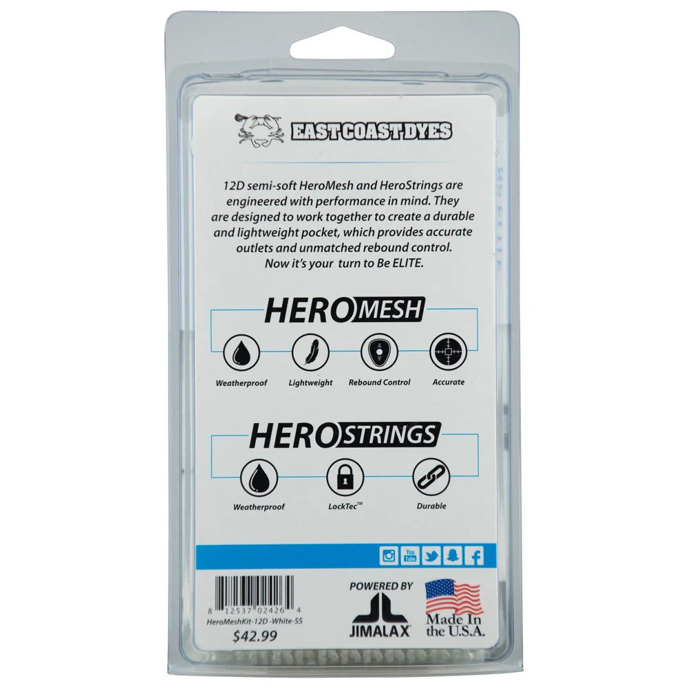 East Coast Dyes Hero Mesh 12-Diamond Semi-Soft Goalie Mesh and Hero Strings Complete Stringing Kit