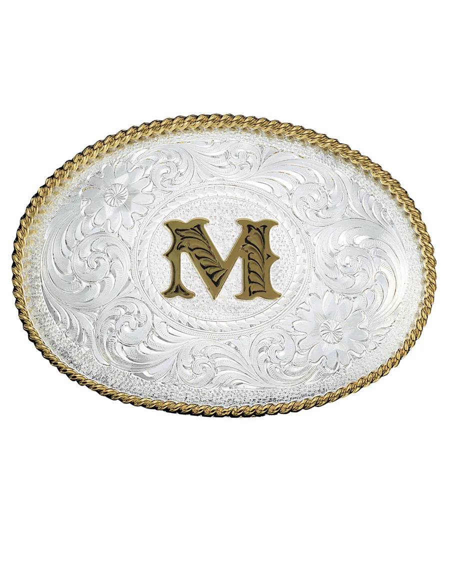 Engraved Initial M Medium Oval Buckle