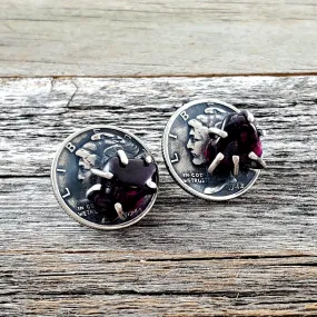 Garnet Amethyst Mercury Dime Stud Earrings