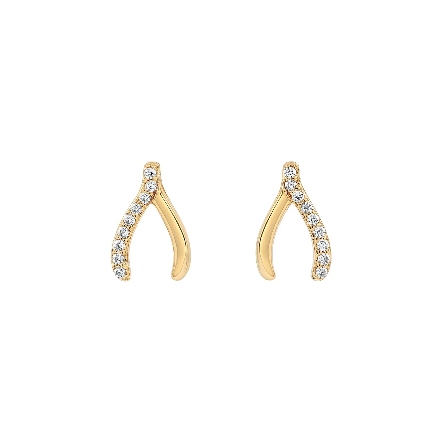 Gold Wishbone Studs