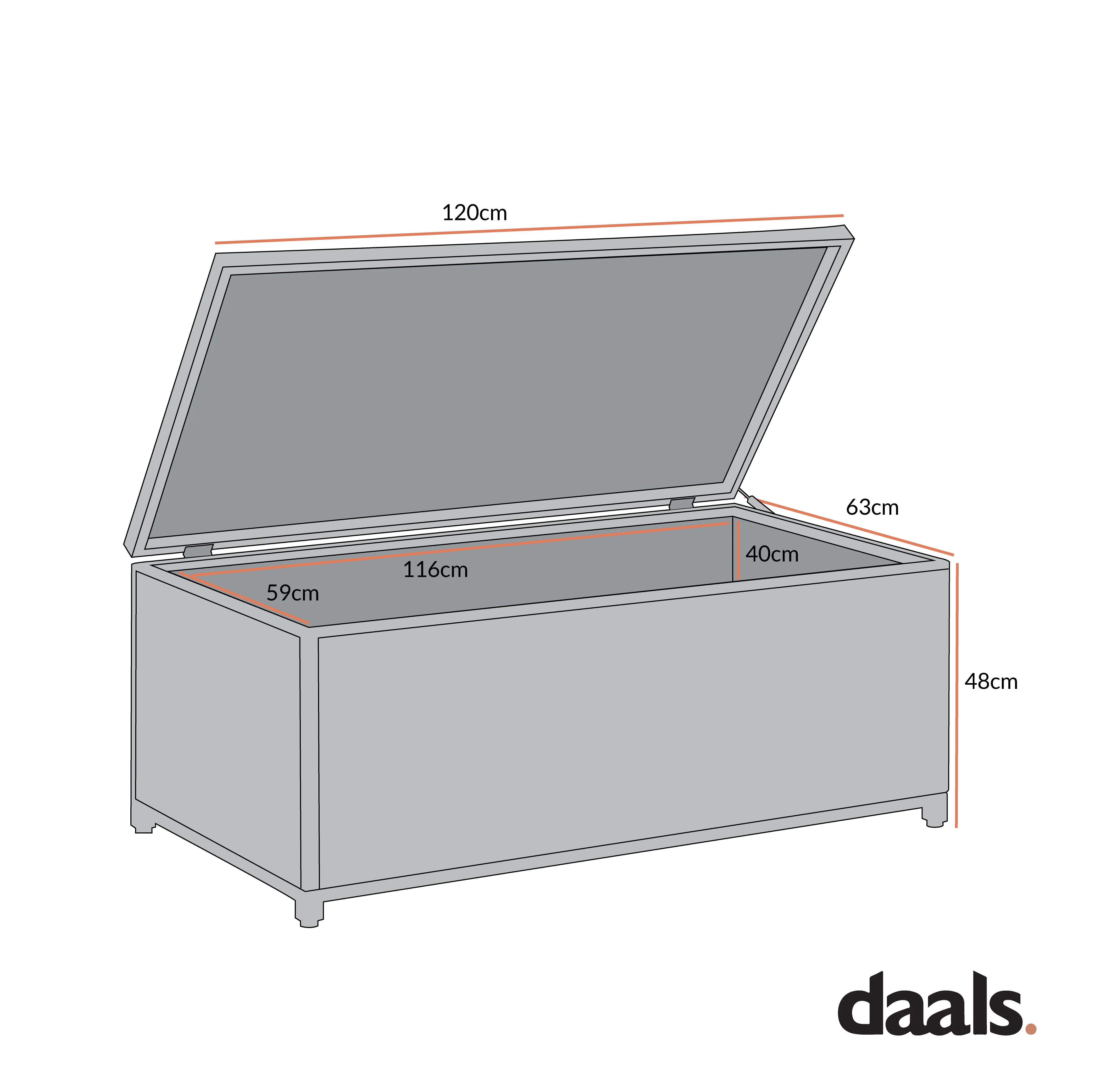 Granchester 120cm Rattan Storage Box, Grey