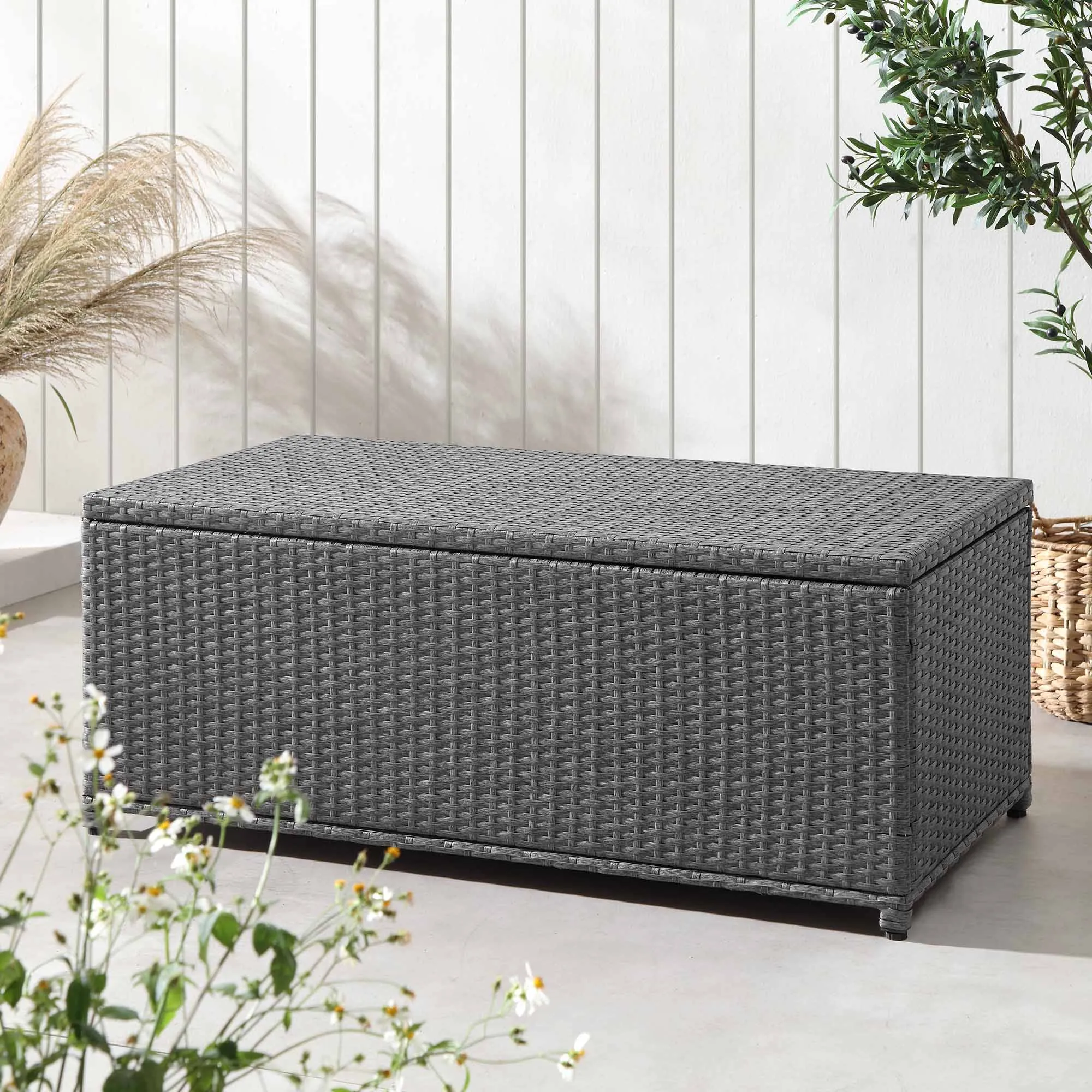 Granchester 120cm Rattan Storage Box, Grey