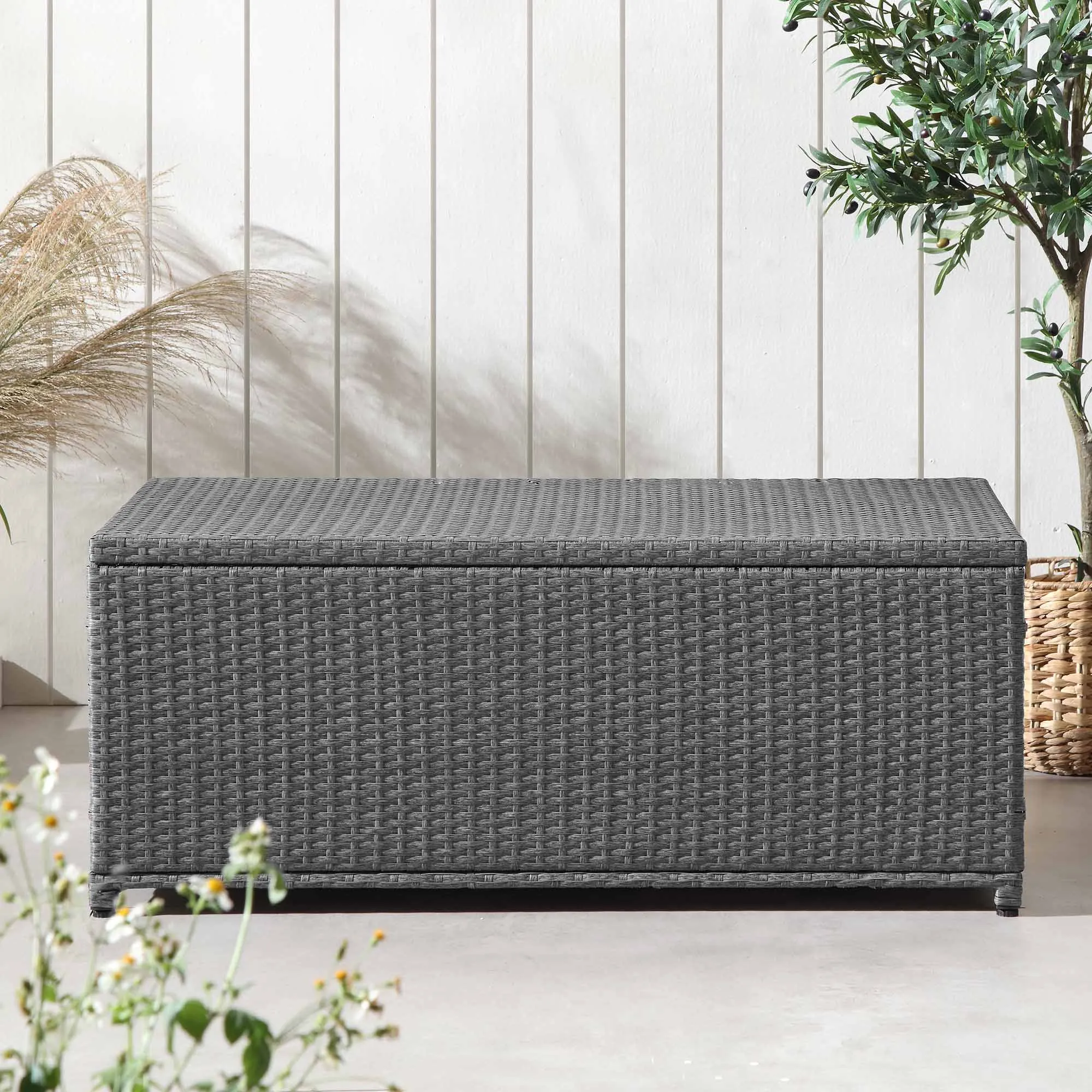 Granchester 120cm Rattan Storage Box, Grey