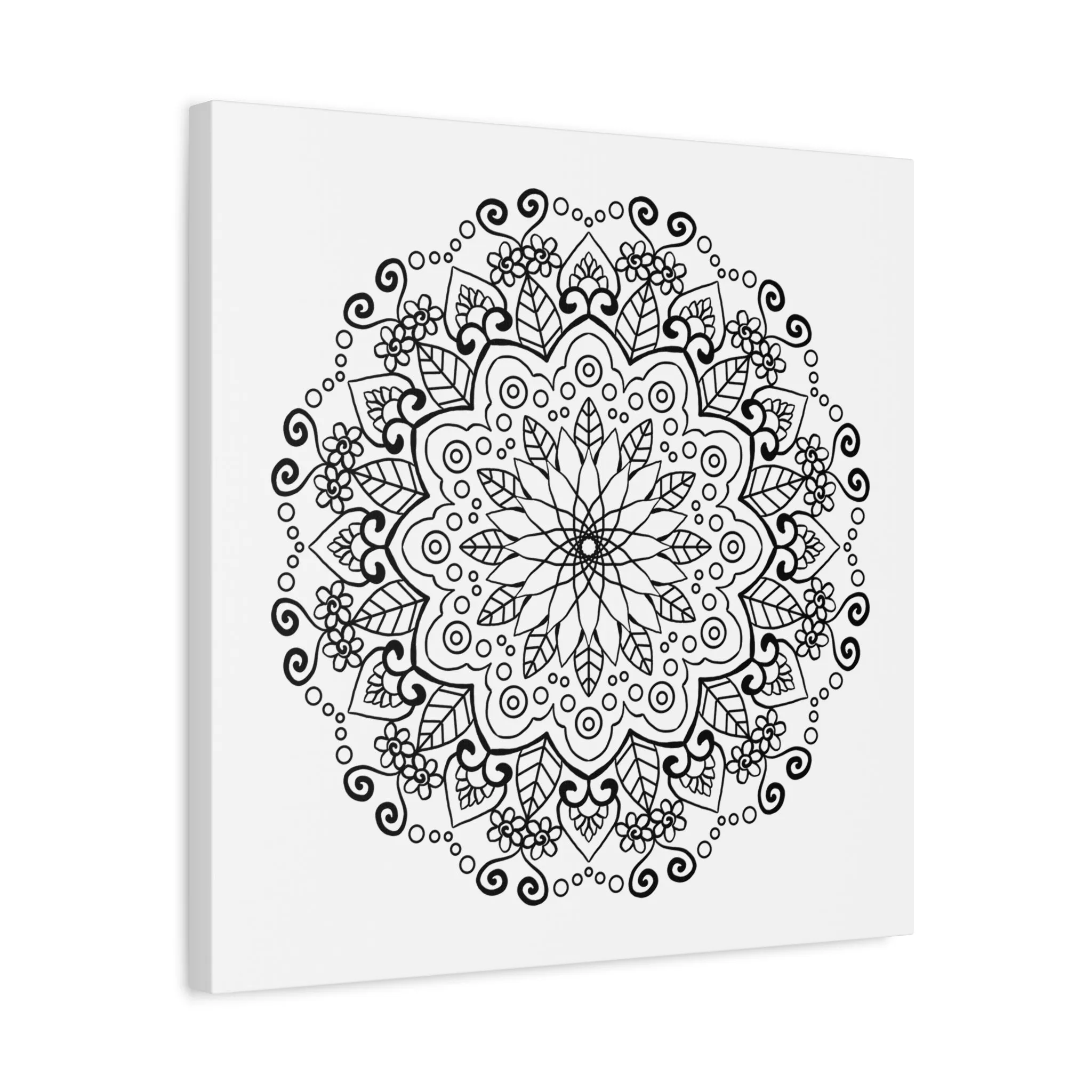 Handmade Mandala Art - Black & White Wall Art - Matte Canvas - Stretched