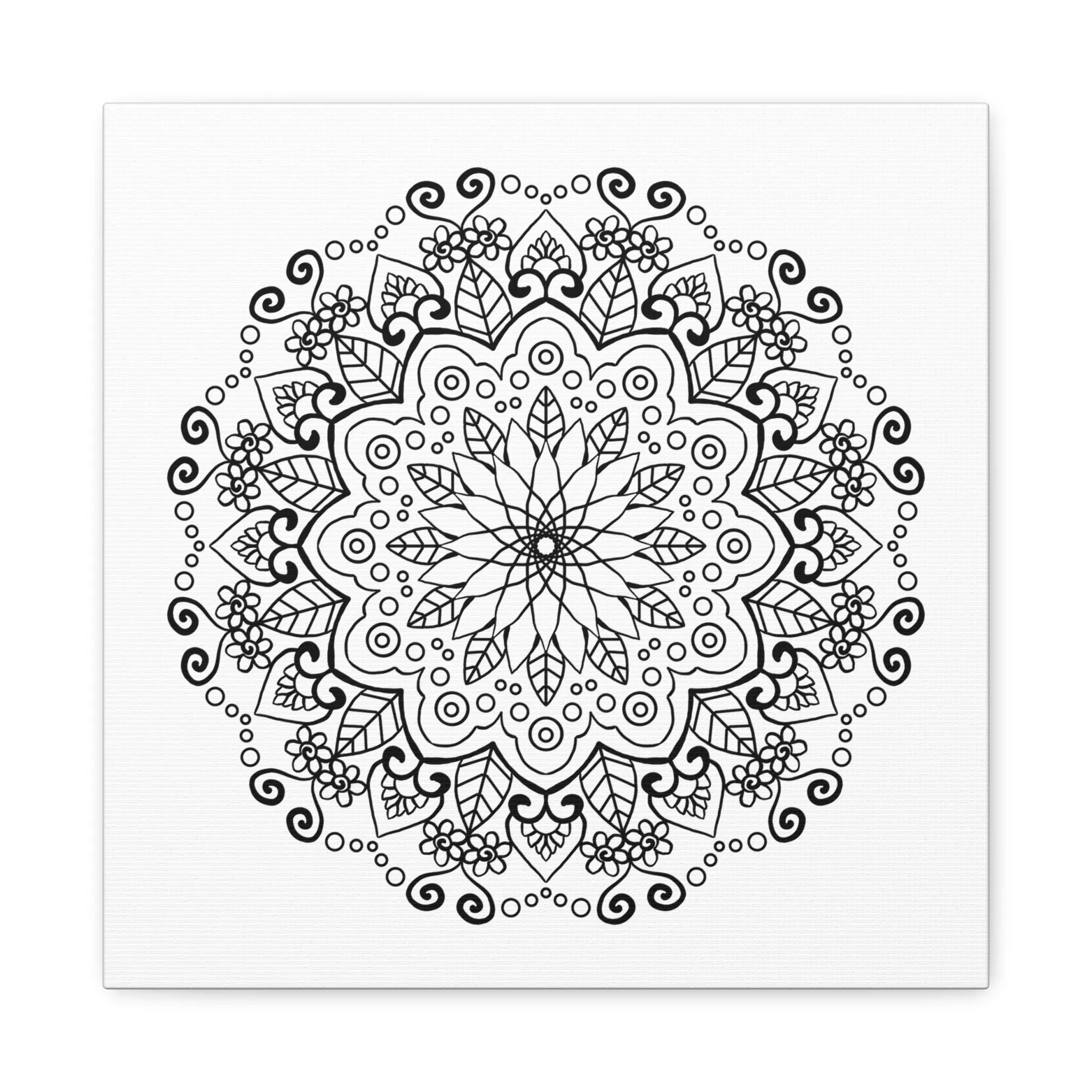 Handmade Mandala Art - Black & White Wall Art - Matte Canvas - Stretched