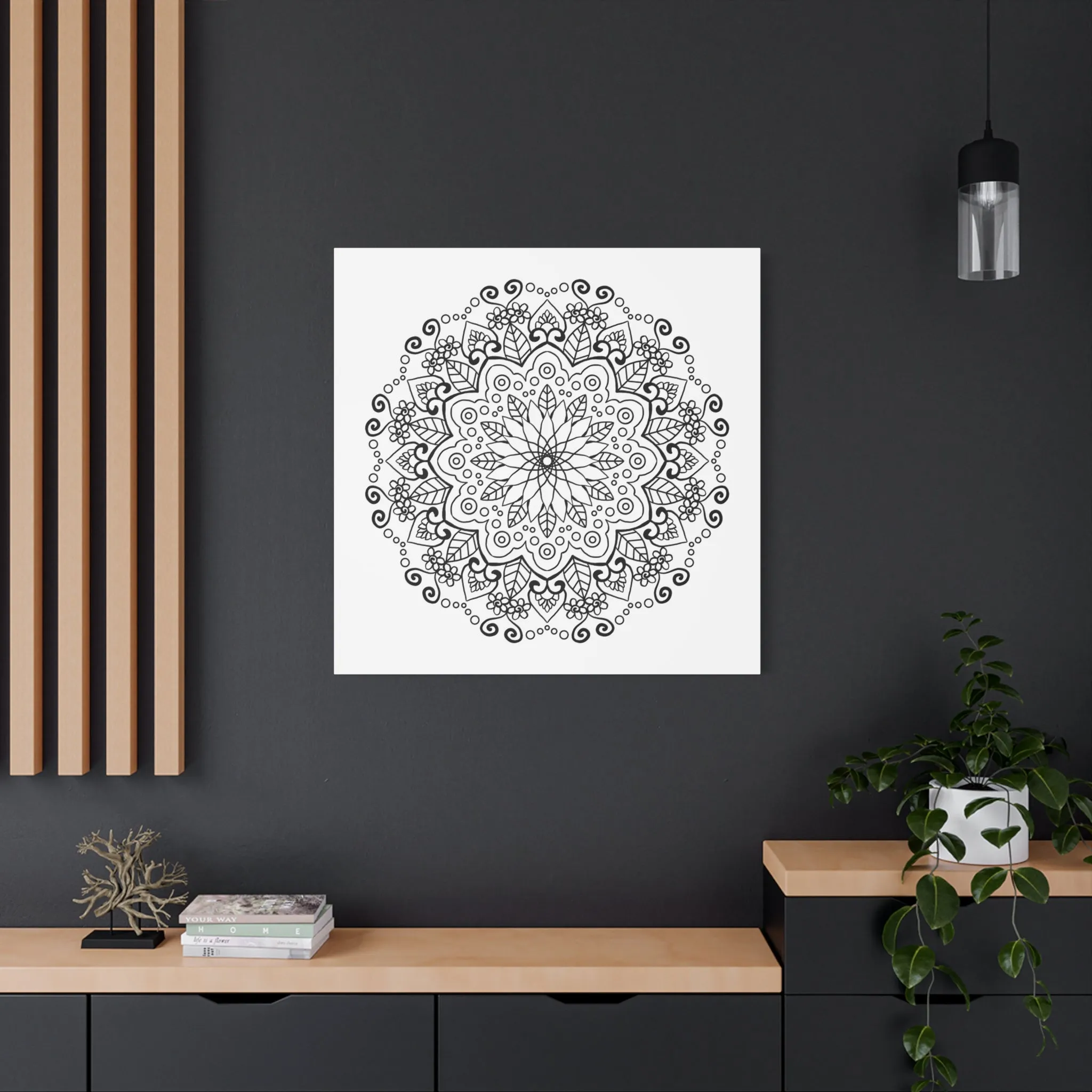 Handmade Mandala Art - Black & White Wall Art - Matte Canvas - Stretched