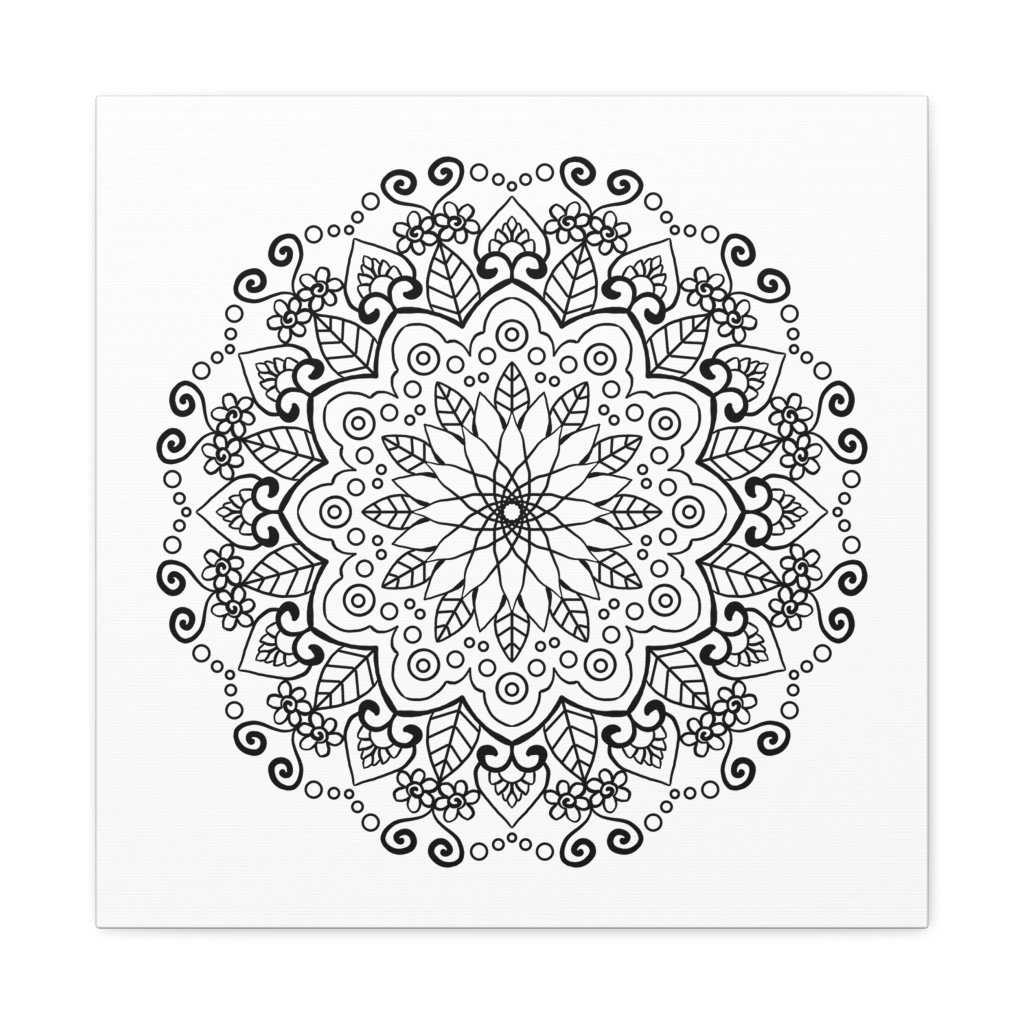 Handmade Mandala Art - Black & White Wall Art - Matte Canvas - Stretched