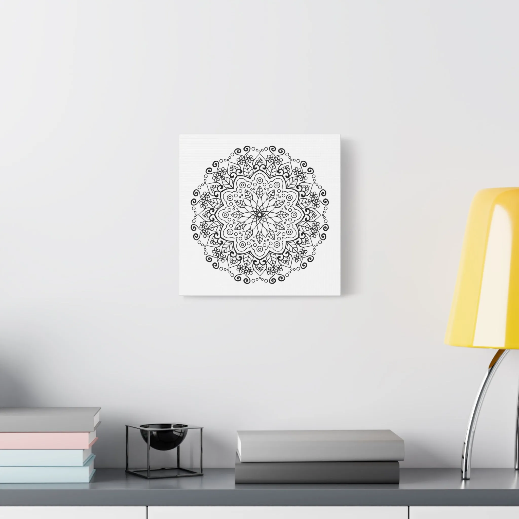 Handmade Mandala Art - Black & White Wall Art - Matte Canvas - Stretched