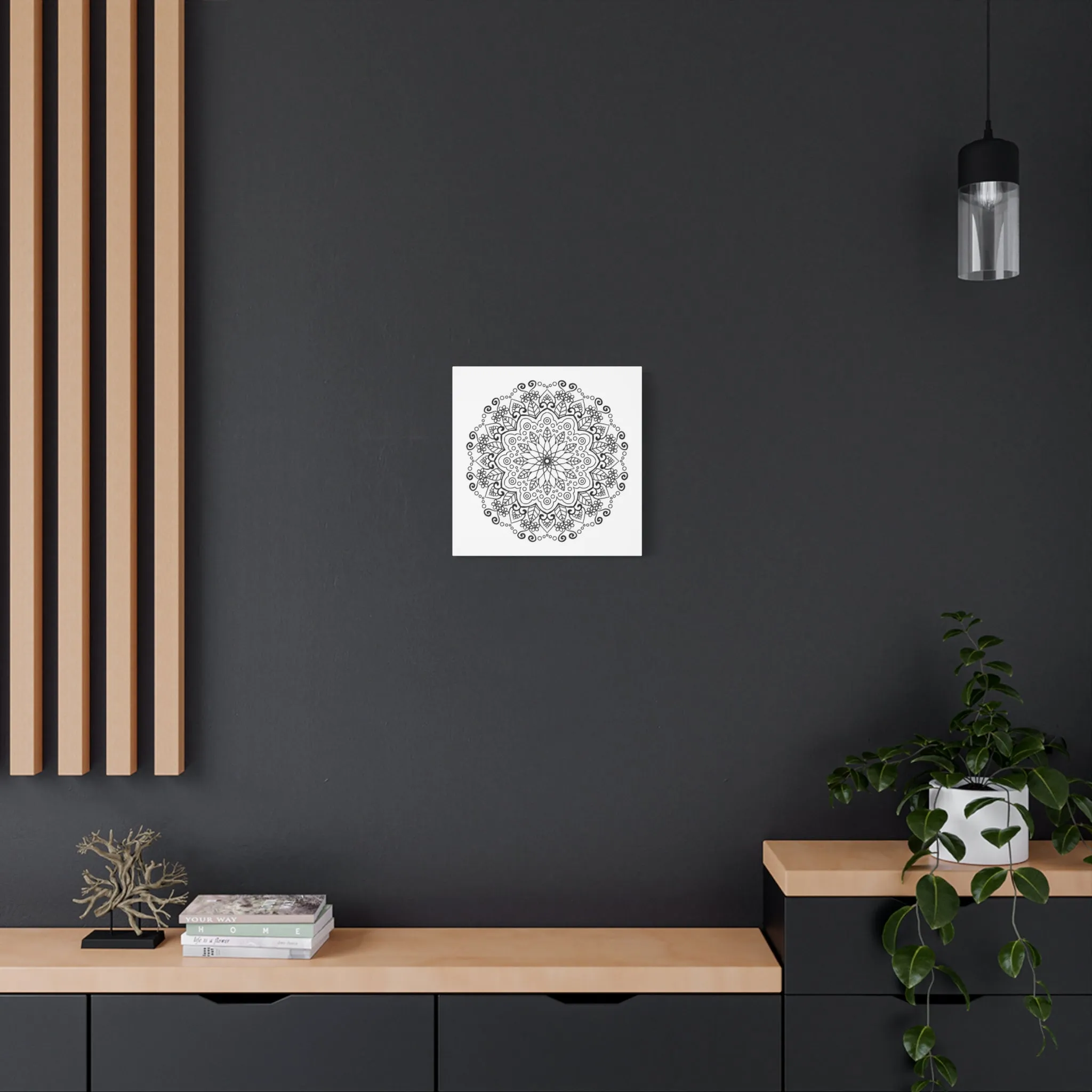 Handmade Mandala Art - Black & White Wall Art - Matte Canvas - Stretched