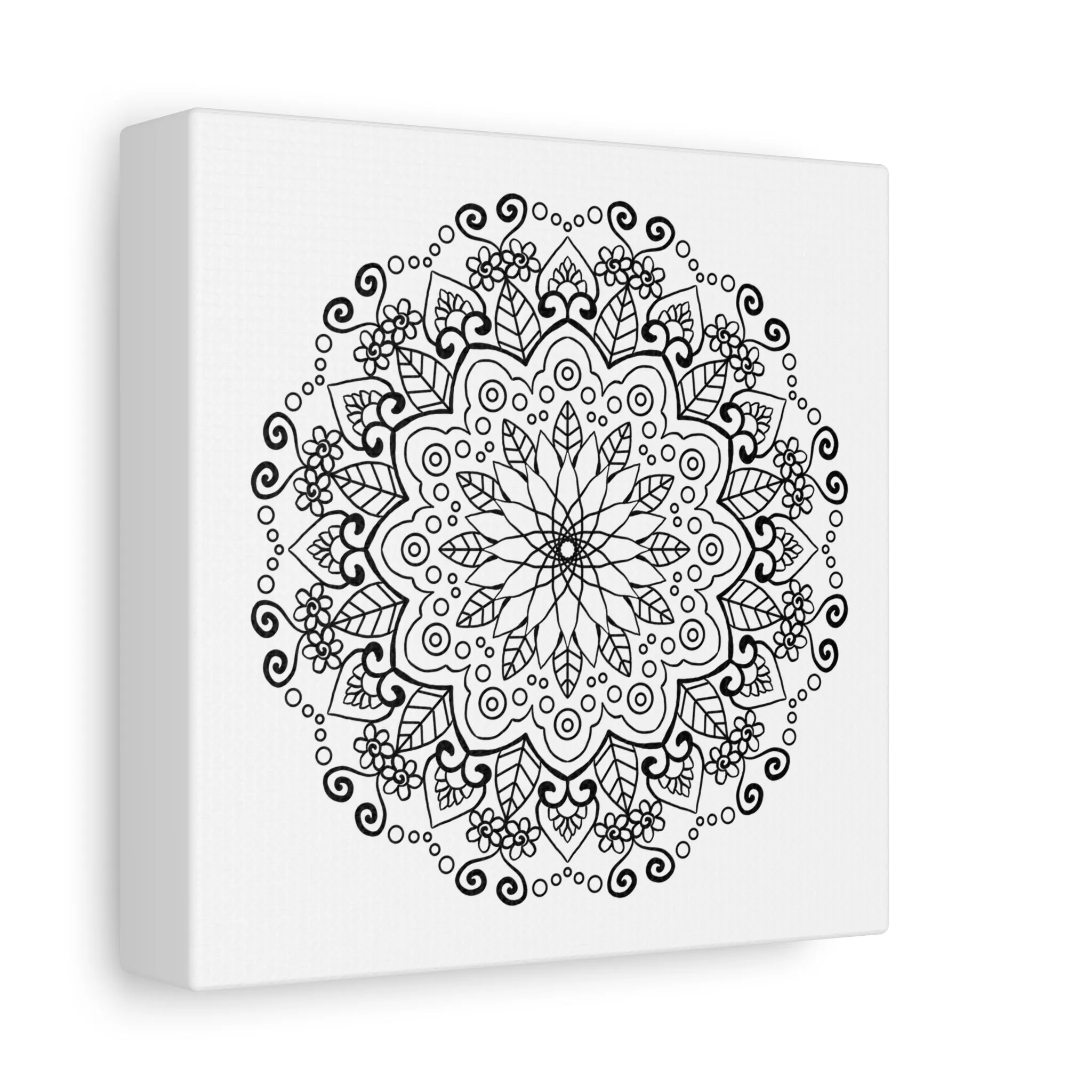 Handmade Mandala Art - Black & White Wall Art - Matte Canvas - Stretched