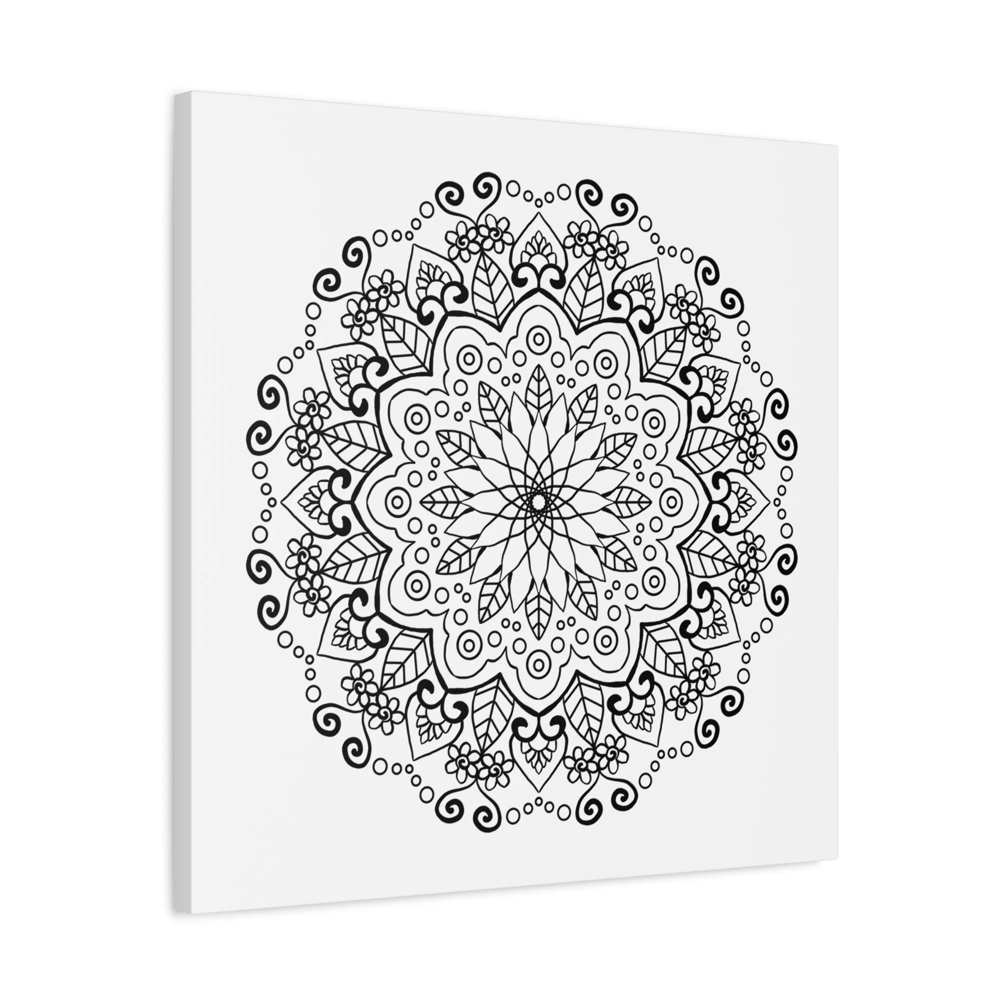 Handmade Mandala Art - Black & White Wall Art - Matte Canvas - Stretched