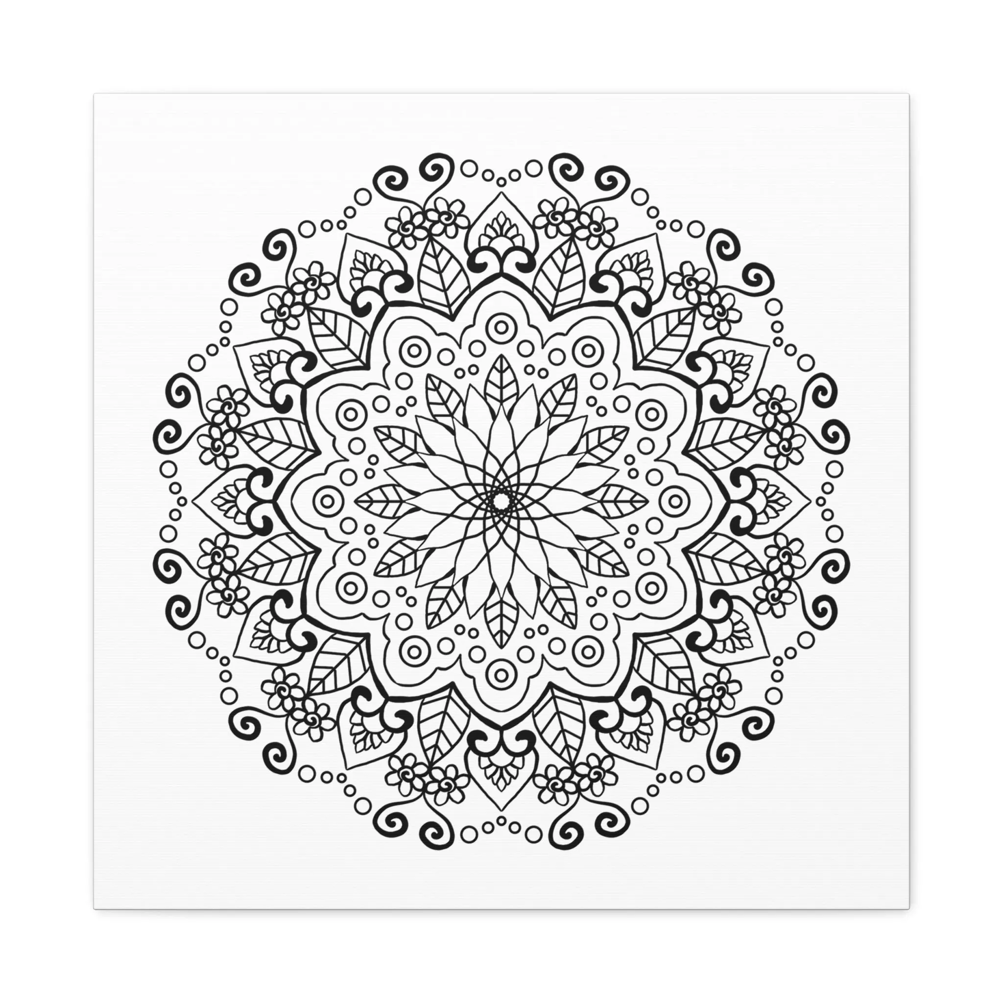 Handmade Mandala Art - Black & White Wall Art - Matte Canvas - Stretched