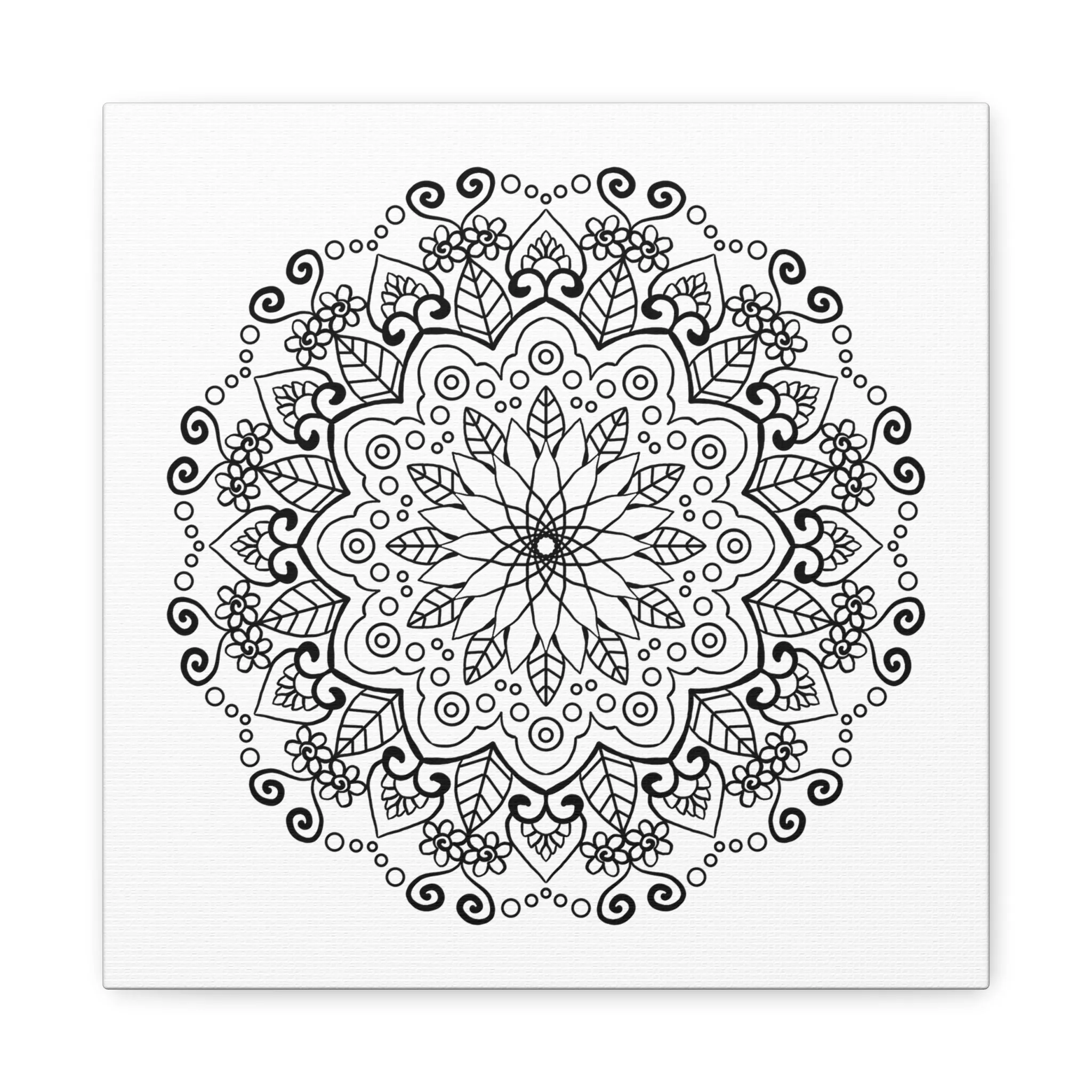 Handmade Mandala Art - Black & White Wall Art - Matte Canvas - Stretched