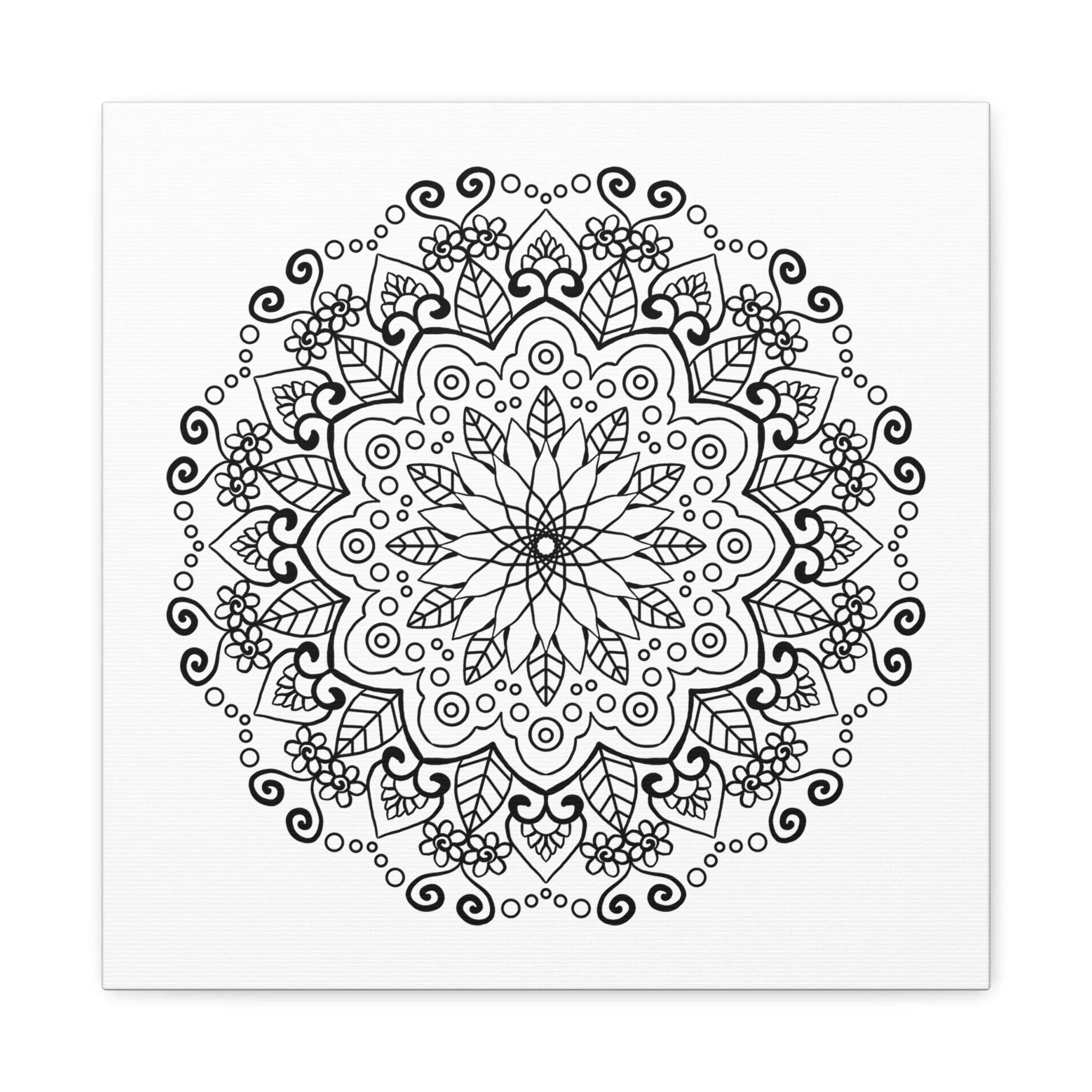 Handmade Mandala Art - Black & White Wall Art - Matte Canvas - Stretched