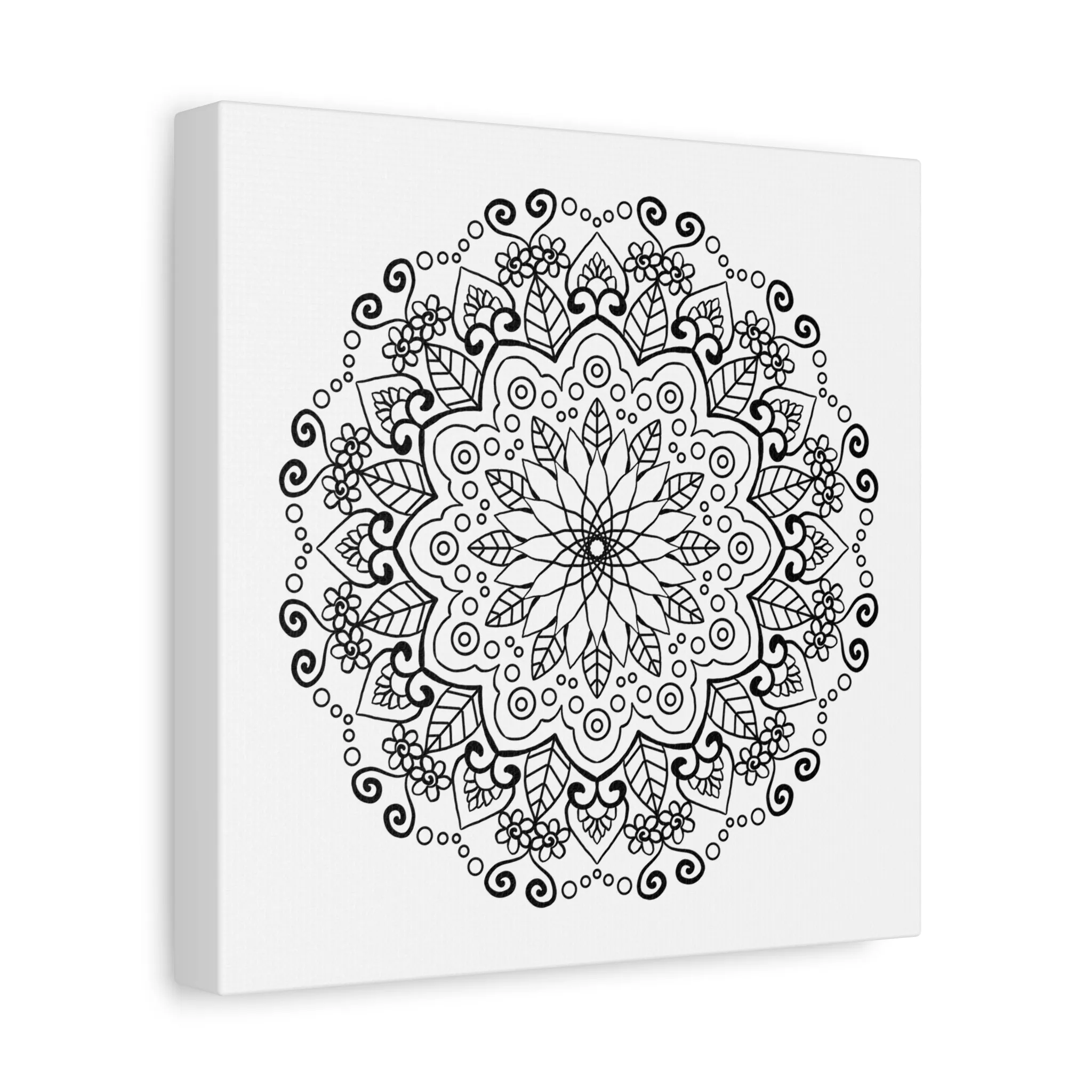 Handmade Mandala Art - Black & White Wall Art - Matte Canvas - Stretched